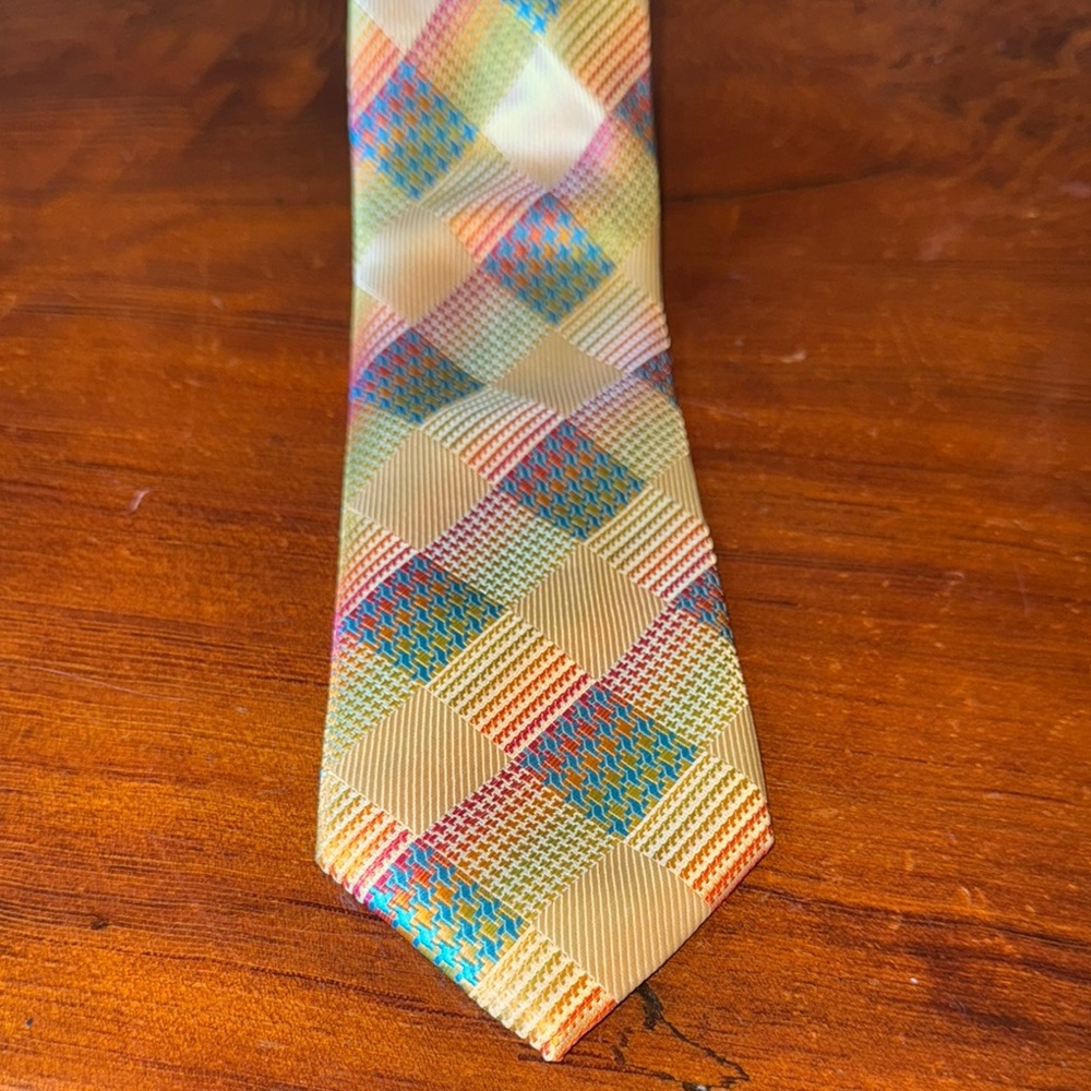 Stacy Adams Yellow and Blue Geometric Tie